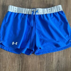 Under Armour Royal Blue Women's Athletic Shorts with Silver Waistband